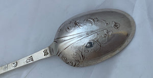 Rare English Provincial Britannia Standard Lace-Back Spoon, Exeter, 1709