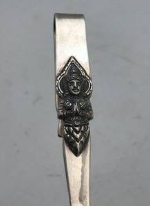 Vintage Thai Sterling Sugar Tongs decorated with Buddhas