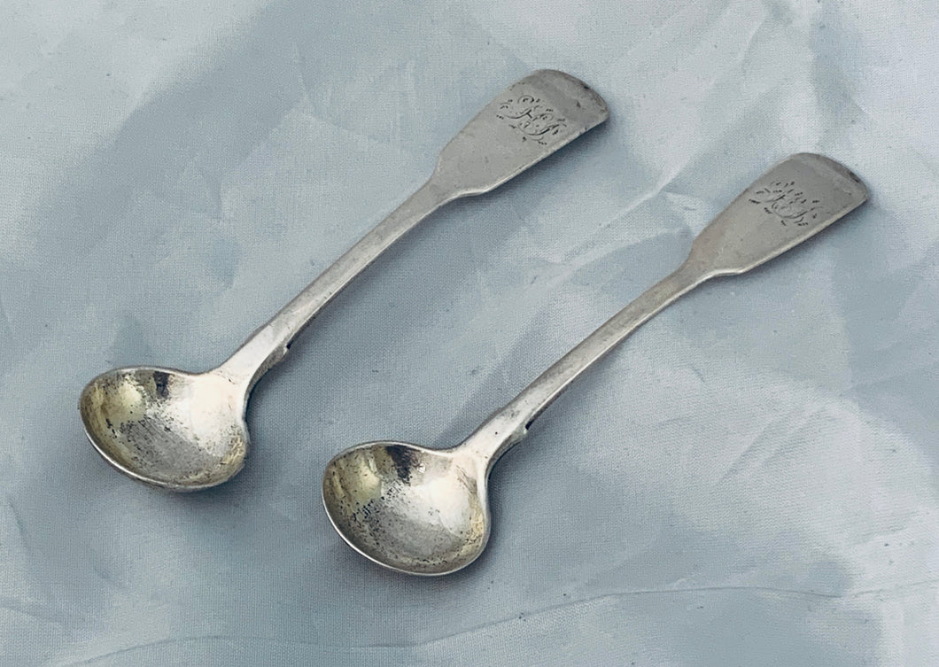 Pair of Rare Early Australian Salt Spoons, Felix LYNN, Sydney, 1830s